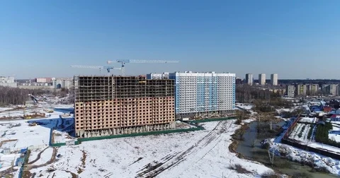 Building site of a multi-storey building Stock Footage 74022126