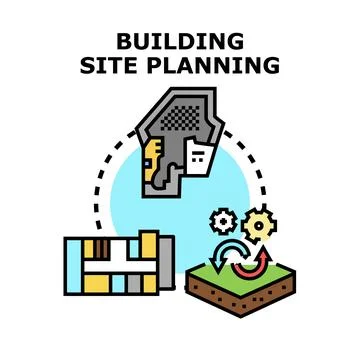 Building site planning concept for construction development Illustrazione stock