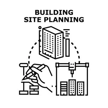Building site planning engineering architecture construction concept Stock Illustration