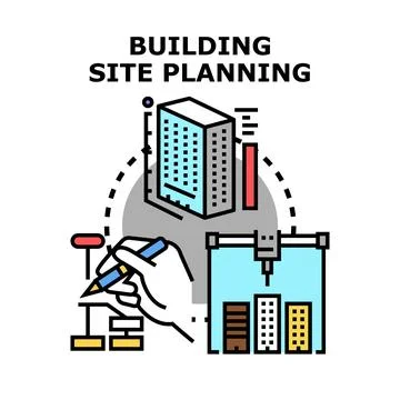 Building site planning engineering architecture construction concept イラスト素材