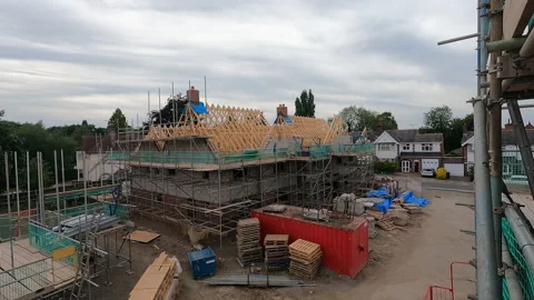 Building Site Scaffolding Being Put Up Time Lapse Day To Night Video stock 239757852