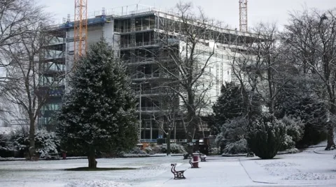 Building Site in the snow Stock Footage 48369778