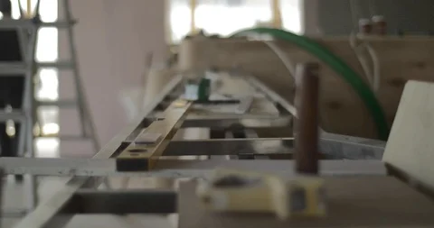 Building Site With Workers Working With Tools Stock Footage 119698541