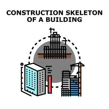 Building skeleton architecture developing concept illustration Illustrazione stock