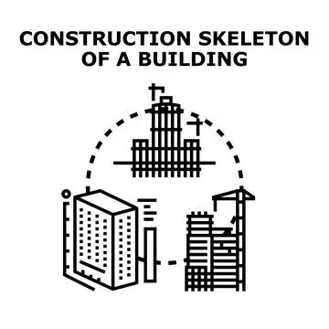 Building skeleton architecture developing concept illustration Illustrazione stock