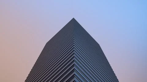 Building on sky horizon, minimal structure,structure,animation. 3D render Stock Footage 304913706