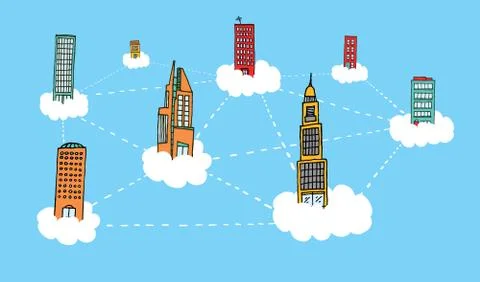 Building sky network Ilustración de archivo