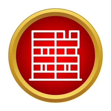 Building skyscraper architecture outline icon in red circle Ilustração Stock