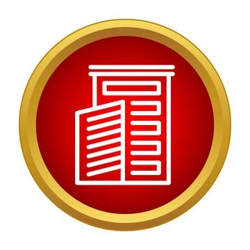 Building skyscraper architecture outline icon on button Ilustración de archivo
