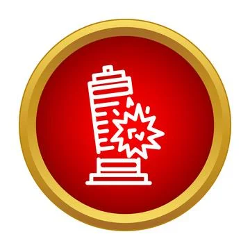 Building skyscraper experiencing attack with explosion icon Иллюстрация