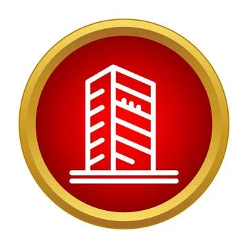 Building skyscraper icon in red circle frame Stock Illustration