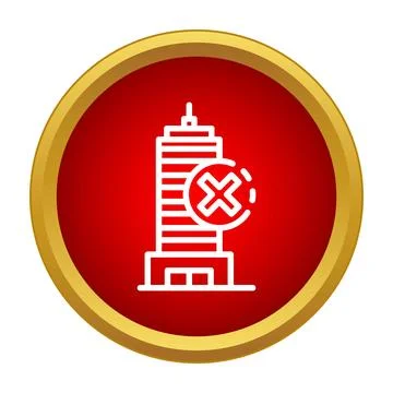Building skyscraper with red denial cross icon Ilustración de archivo
