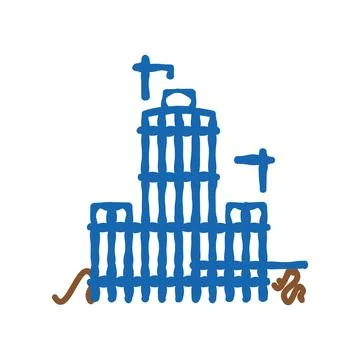 Building skyscraper skeleton icon doodle illustration Stock Illustration