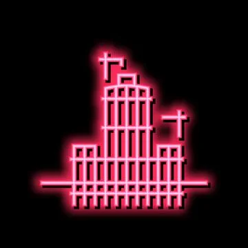 Building skyscraper skeleton neon glow icon illustration Ilustración de archivo