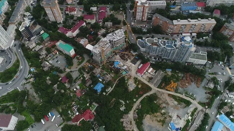 Building a skyscraper in the summer Stock Footage 128248588