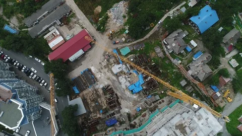 Building a skyscraper in the summer Stock Footage 128276405