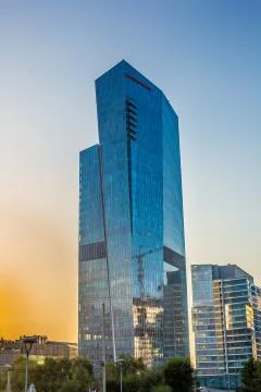 Building skyscraper sunset Stock Photos