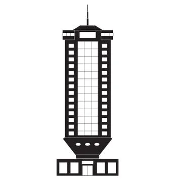 Building. Skyscraper. Vector illustration black on white. Illustrazione stock