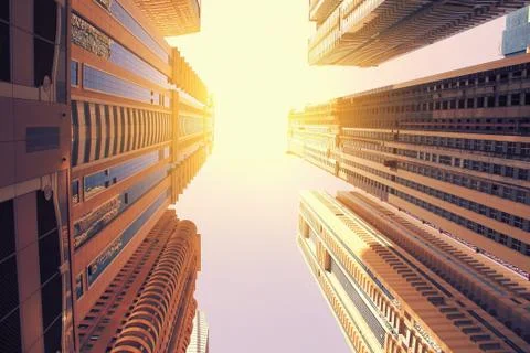 Building skyscraper view from below, modern architecture, Stock Photos