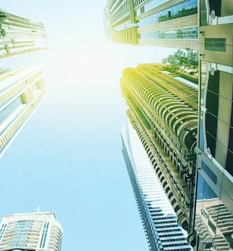 Building skyscraper view from below, modern architecture, Stock Photos