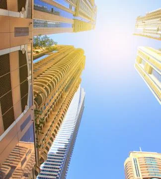 Building skyscraper view from below, modern architecture, Stock Photos