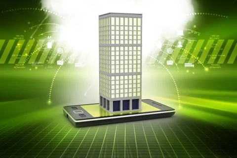 Building with smart phone Stock Illustration