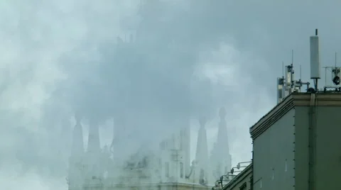 The building in the smoke Stock Footage 48260048