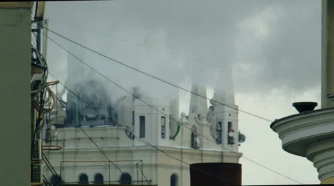 The building in the smoke Stock Footage 48260381