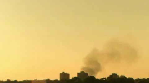 Building Smoke Skyline Stock Footage 11398761