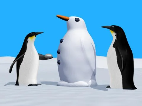 Building a snow penguin Stock Illustration