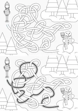 Building snowman maze Ilustración de archivo