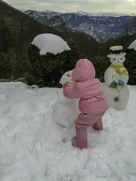 Building Snowman Memories Stock Photos