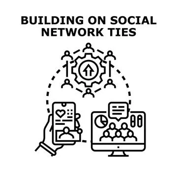 Building social network ties and online connection Stock Illustration