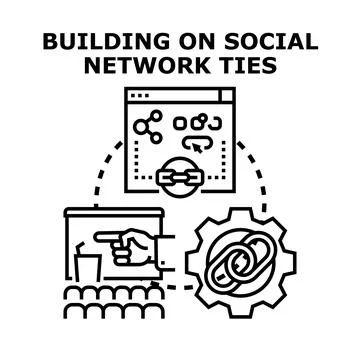Building social network ties strategy for digital marketing Stock Illustration