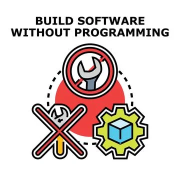 Building software applications without coding concept Stock Illustration