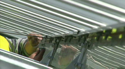 Building of solar powerplant Stock Footage