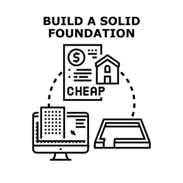 Building solid foundation for cheap housing project Ilustración de archivo