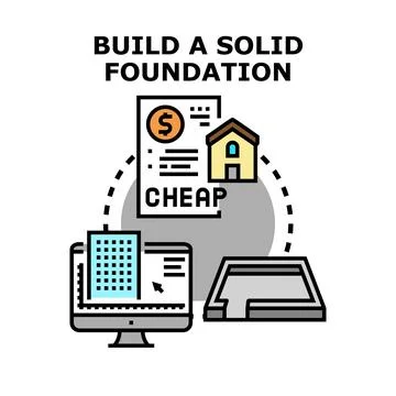 Building solid foundation for cheap housing project Ilustración de archivo