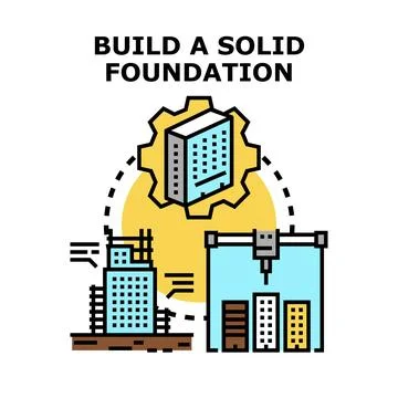 Building solid foundation for city development and construction project Stock Illustration