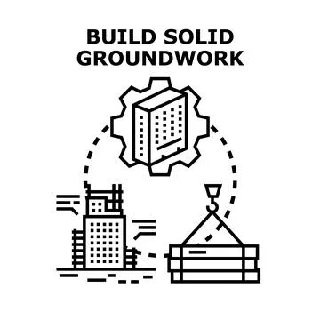Building solid groundwork and construction project development vector Stock Illustration