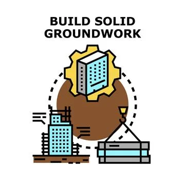 Building solid groundwork and construction project development vector Stock Illustration