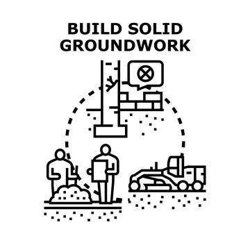 Building solid groundwork for foundation construction process Stock Illustration