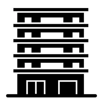 Building solid icon. Apartment house vector illustration isolated on white Ilustración de archivo