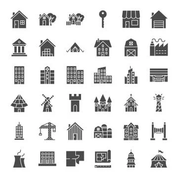 Building Solid Web Icons Stockillustratie