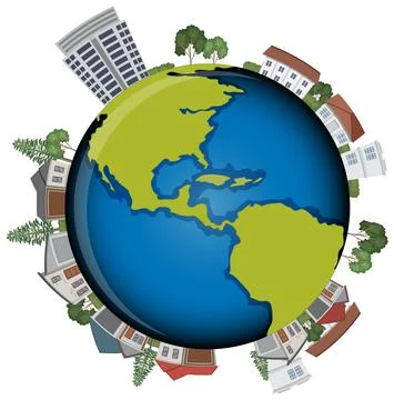 Building on the sphere earth three hundred sixty degrees Ilustración de archivo