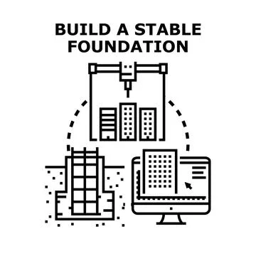 Building stable foundation with advanced construction technology Stock Illustration