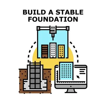Building stable foundation with advanced construction technology Stock Illustration