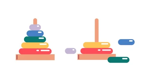 Building stack up ring tower, early child development educational game. Video stock 281966314