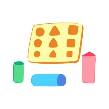 Building stacking toy cartoon vector illustration Ilustración de archivo