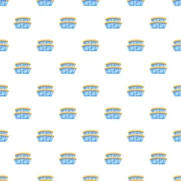 Building stadium cartoon seamless pattern white background Illustrazione stock